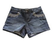 NEW YORK & CO Adorable denim shorts with studded pockets