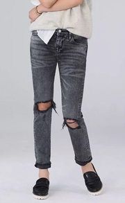 Pilcro The Slim Boyfriend Distressed Jeans in Washed Black