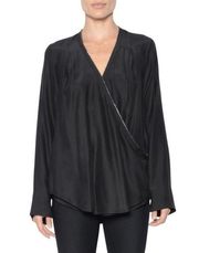 Elaine Kim faux wrap blouse with zipper trim