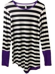 ZENANA PREMIUM Women’s Black White Striped Long Sleeved Shirt Size Small