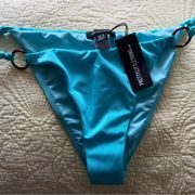 NWT Pretty Little Thing O Ring Plaited Strap Turquoise Size 8 Bikini Bottom