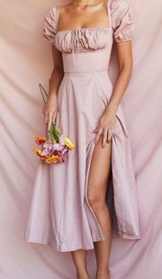 HOUSE OF CB 'Tallulah' Blush pink Puff Sleeve Midi Dress NWOT size XS