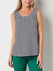 W5 Striped Multi Roundneck Sleeveless Zipper High Low Pleated Tank Top L