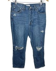 PISTOLA High Rise Distressed Button Fly Boyfriend Jeans Size 28