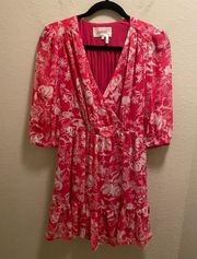 BA&SH Pink & White Ulia Floral Wrap Mini Dress Size XS New Without Tag