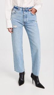 Anine Bing Gavin mid rise straight leg distressed jeans