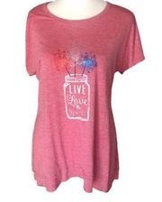 EST 1946 T Shirt  Women Small Red Live Love & Sparkle Short Sleeves Fireworks