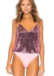 H:ours Pink Super Sparkly Bodysuit Tank Size XS