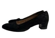 Vintage Ferragamo Black Velvet Geometric Kitten Heels Size 6B