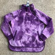 Green Tea women’s large purple tye dye fleece pullover sweater NWT