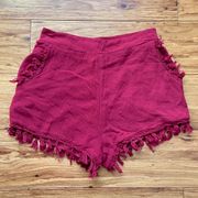 Burgundy Tassel Shorts Size XS