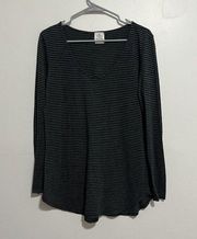 Evereve + Michael Stars Gray Black Striped Scoop Neck Long Sleeve Shirt Small