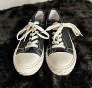 True Religion Jinny Black Canvas Low Top Tennis Shoe Size  6.5