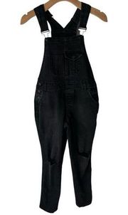 RSQ Overalls Womens Size 0/w24 Black Distressed Skinny Stretch Bibs Full Length