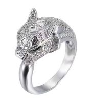 Fashion  Tiger head Design Inlaid Zircon Ring Size 8