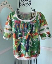 Juicy Couture Hawaiian Floral Top S Short Sleeve Juicy 74 Size Small Crop Top