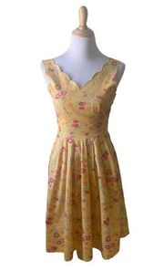 Laura Ashley Vintage 90s Yellow Floral Sundress Vintage Size 6/ Modern Size 4