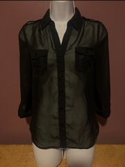 Black Sheer Button Down Size Small