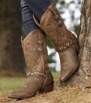 Durango Womens Crush  Brown Leather Heartbreaker Western Boots Size 7 in box