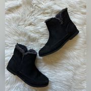 Faux suede/fur pull-on booties
