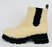 ALEXANDER MCQUEEN Shearling Wander Ankle Chelsea Platform Combat Boots EU 41