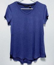 Halston Blue V-Neck Short Sleeve Top