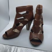 Liz Claiborne | Brown Open Toe Heel | Size 7.5 - 3 Inch Heel