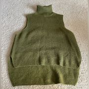 Green knit turtle neck tank top