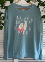 Blue Polka-Dot Llama Sweater