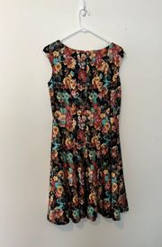 Floral Pleated Cap Sleeve Midi Dress