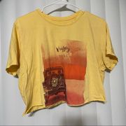 Life is good yellow happy tails crop top, 100% cotton