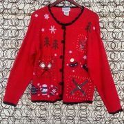 Vintage Basic Editions knit ugly Christmas cardigan SMALL