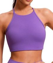NWT CRZ YOGA Butterluxe High Neck Y Back Sports Bra - Padded Royal Lilac size M