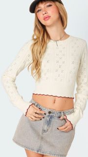 Nelly Embroidered Knit Crop Top