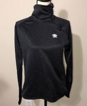 Umbro Womens Funnel Neck Side Zip Fleece Lined Sweatshirt L Thumb Holes Black