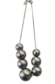 Express Women's Pewter Tone Round Metal Bead Rope Corded Chain Necklace