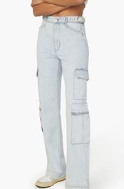 WeWoreWhat High-Rise Utility Cargo Jeans. Light Wash. Adjustable sides