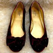 Kate Spade burgundy velvet bow ballet slippers 10.5