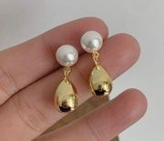 18K Gold Plated Metal Teardrop Dangle Drop Earrings for Women