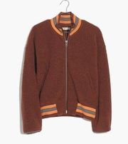 Madewell Sherpa Varsity Bomber Jacket Warm Cinnamon Size Small S