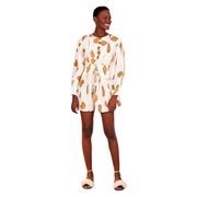 NWT FARM RIO Shell Metalasse White Romper Small