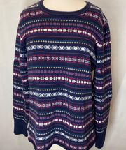 G.H. Bass & Co. Blue Red Knitted Crewneck Sweater Size XL 