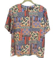 Susan Graver S.G. Sport Colorful Paisley Short Sleeve Shell Size Large - FLAW