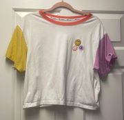 cropped color block tee