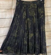 pleated metallic floral A-line skirt women Size Small