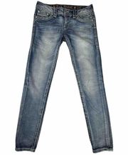 Rock Revival Aliana Skinny Jeans Size 29 Flap Pockets Rhinestones Embellished