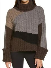 Sweaty Betty “Weekender” Chunky Colorblock Sweater Wool/Angora blend size S