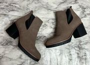 NATURALIZER MADALYNN GORE Ankle Bootie Boot Brown Tan size 8 block heel zip up