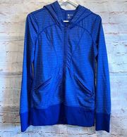 Zella Jacket Womens Medium Blue Hooded Full Zip Lightweight Athletic Activewear