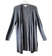 Laura Ashley Long Open Front loose weave sweater duster. Size Large